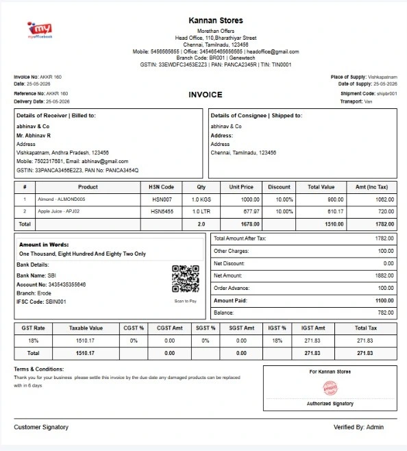Rate wise tax template